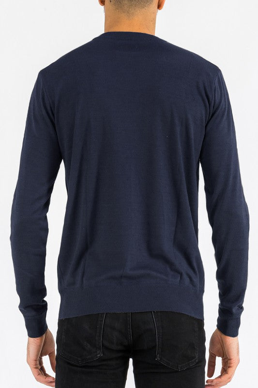 SOLID COLOR ROUND NECK SWEATER
