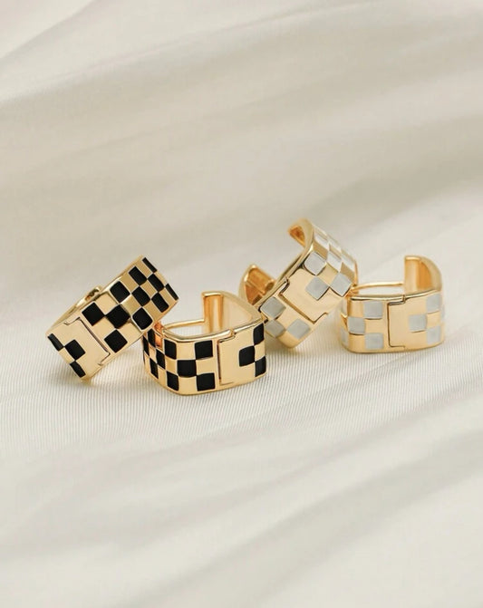 Checkered Baby Hoop Earrings