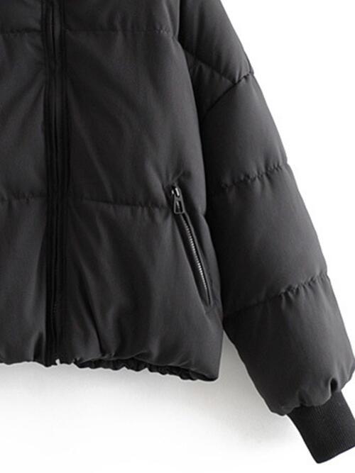 Zip Up Drawstring Winter Puffer Coat