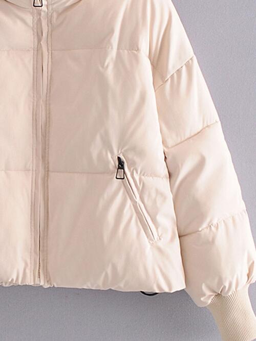 Zip Up Drawstring Winter Puffer Coat