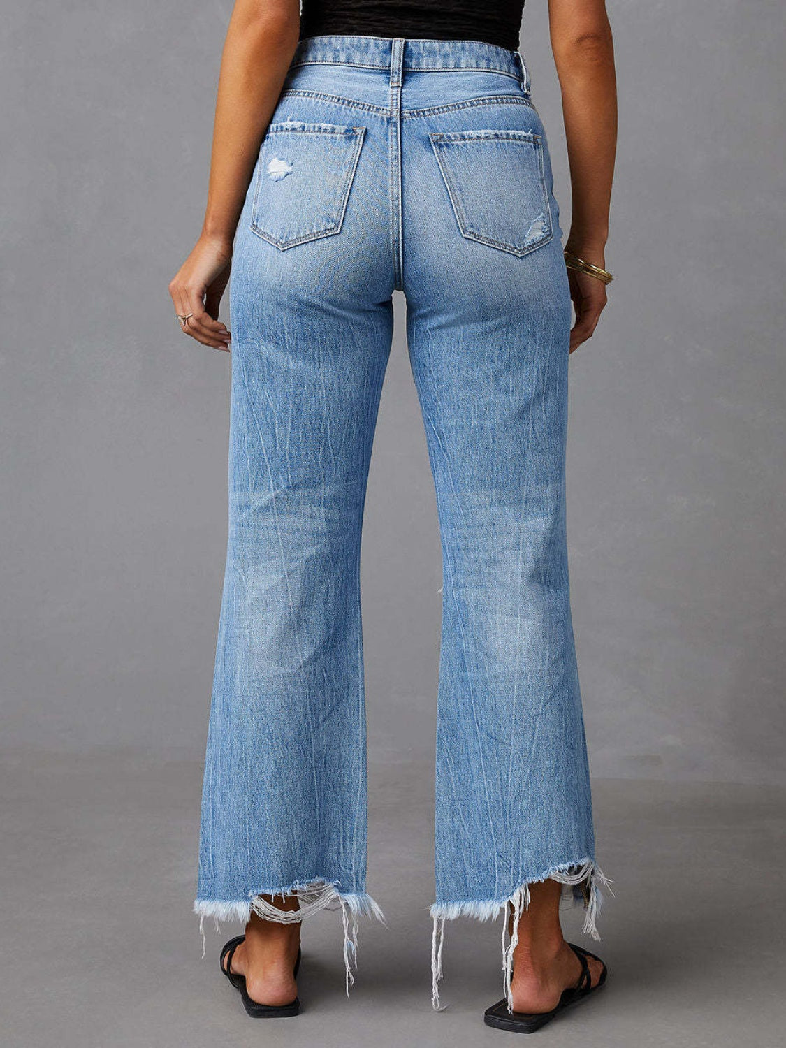 Julie Distressed Raw Hem Jeans with Pockets